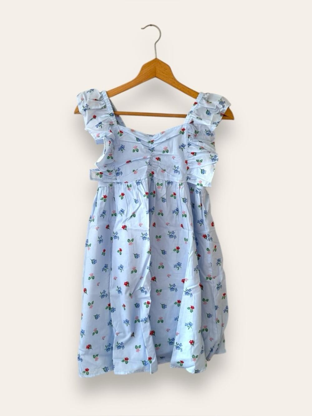 NWT Janie and Jack Floral Ruffle Sleeve Dress Blue 12 Girls